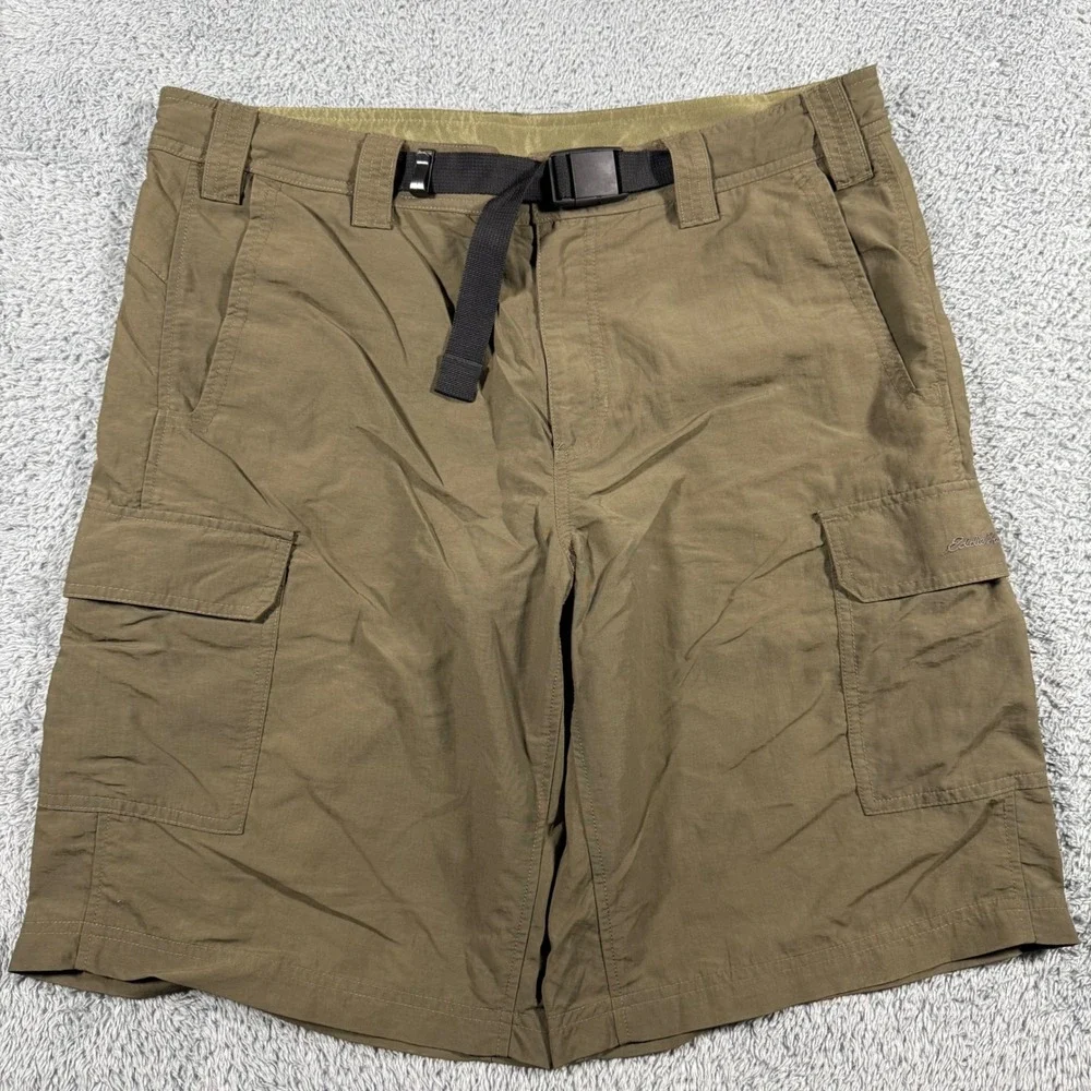 Eddie Bauer Travex‎ Cargo Shorts Mens 36 Belted Army Green Windbreaker Hiking